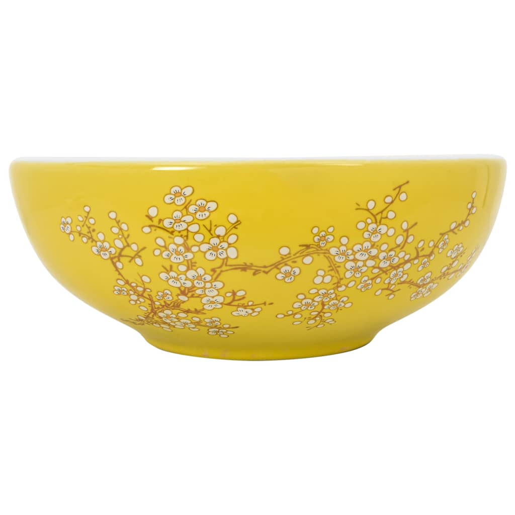 Nadgradni umivaonik bijelo-žuti okrugli Φ 41 x 14 cm keramički