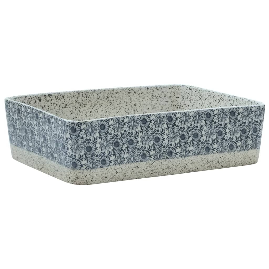 Nadgradni umivaonik sivo-plavi 46 x 35,5 x 13 cm keramički