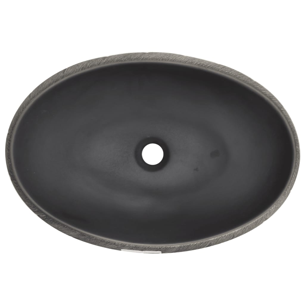 Nadgradni umivaonik crno-sivi ovalni 59x40x15 cm keramički