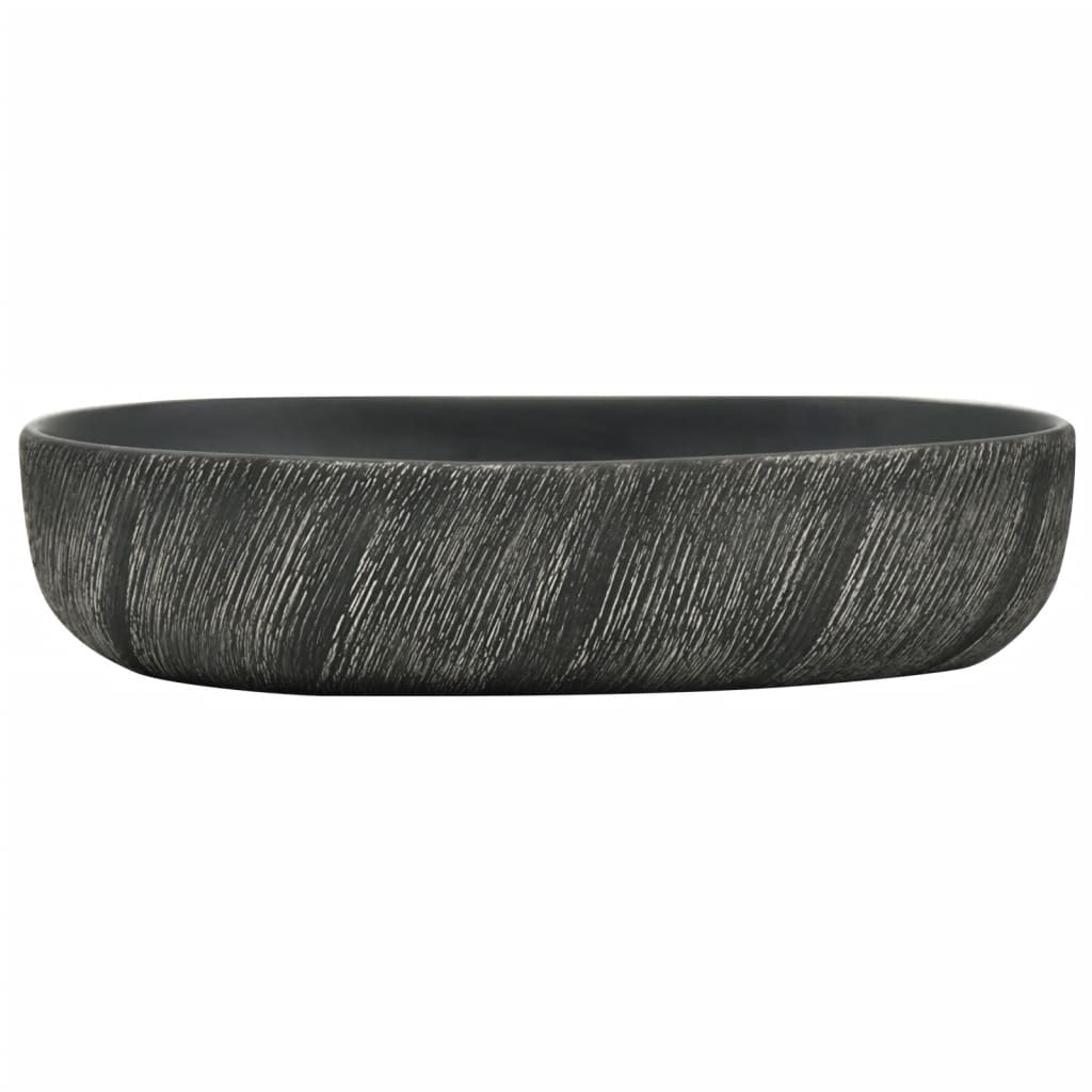 Nadgradni umivaonik crni ovalni 59x40x14 cm keramički