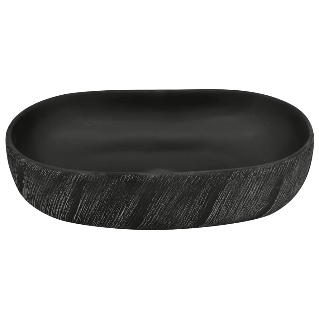 Nadgradni umivaonik crni ovalni 59x40x14 cm keramički
