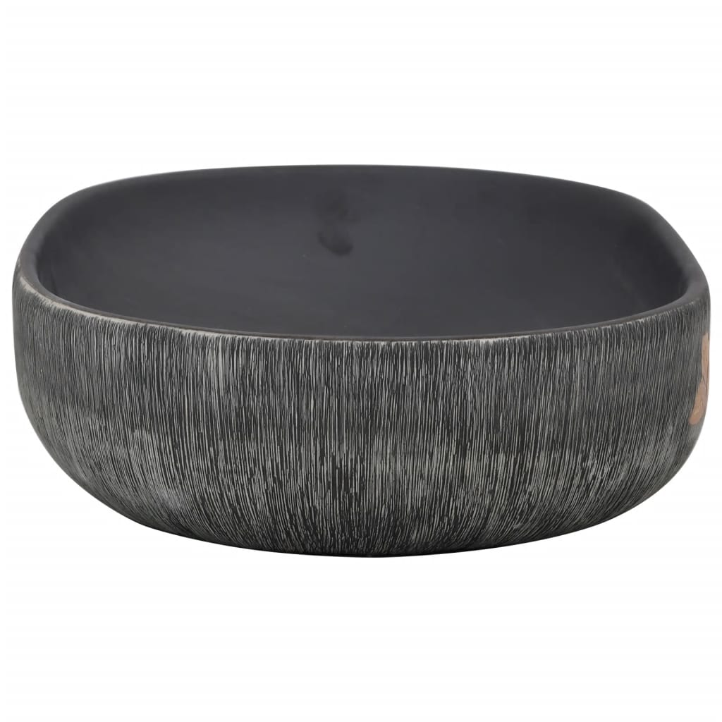 Nadgradni umivaonik sivo-crni ovalni 59x40x14 cm keramički