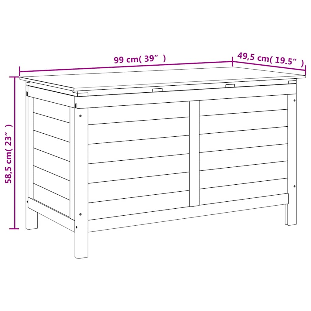 Vrtna kutija za pohranu bijela 99x49,5x58,5 cm masivna jelovina