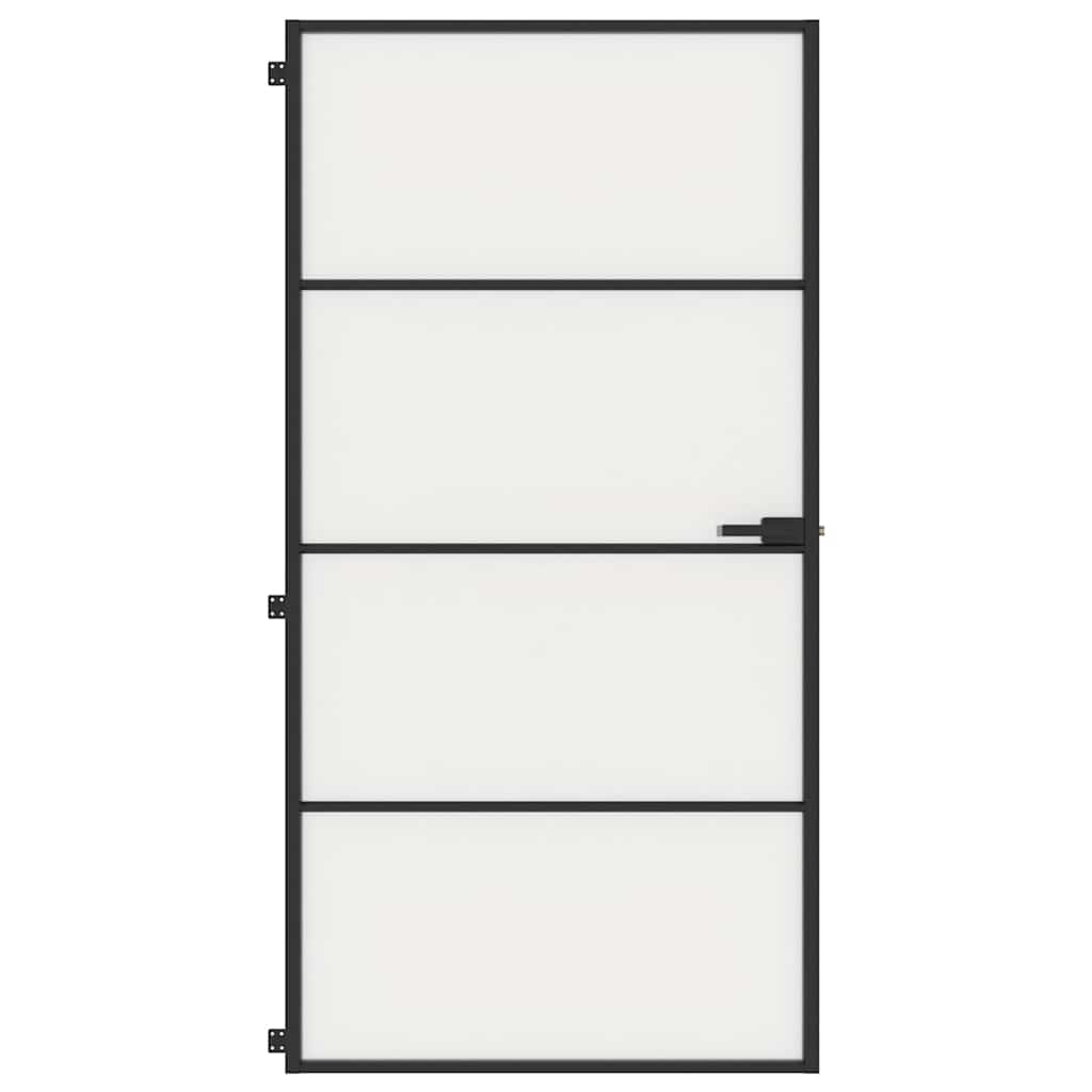 Sobna vrata tanka crna 102,5x201,5 cm kaljeno staklo i aluminij