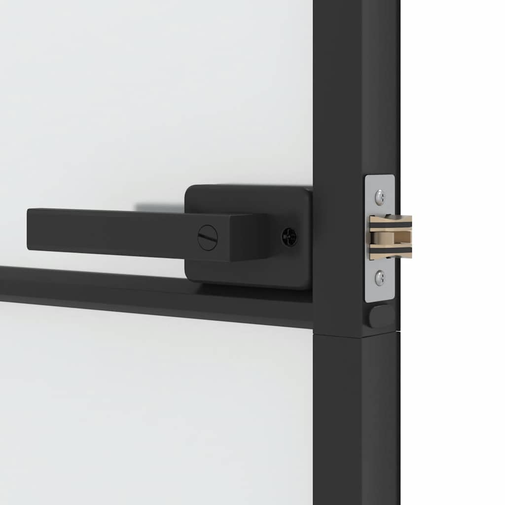 Sobna vrata tanka crna 76 x 201,5 cm kaljeno staklo i aluminij