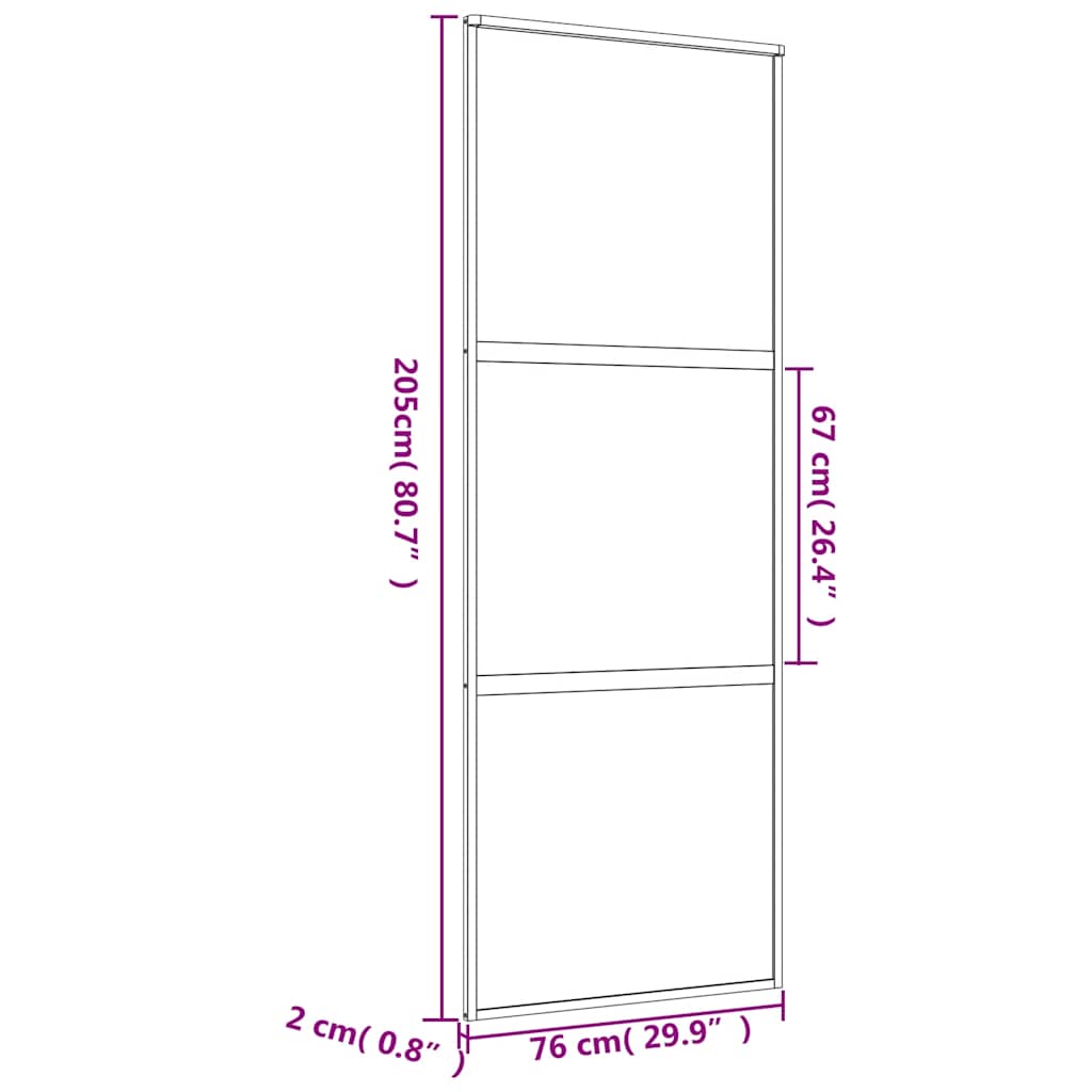 Klizna vrata zlatna 76x205 cm matirano staklo ESG i aluminij