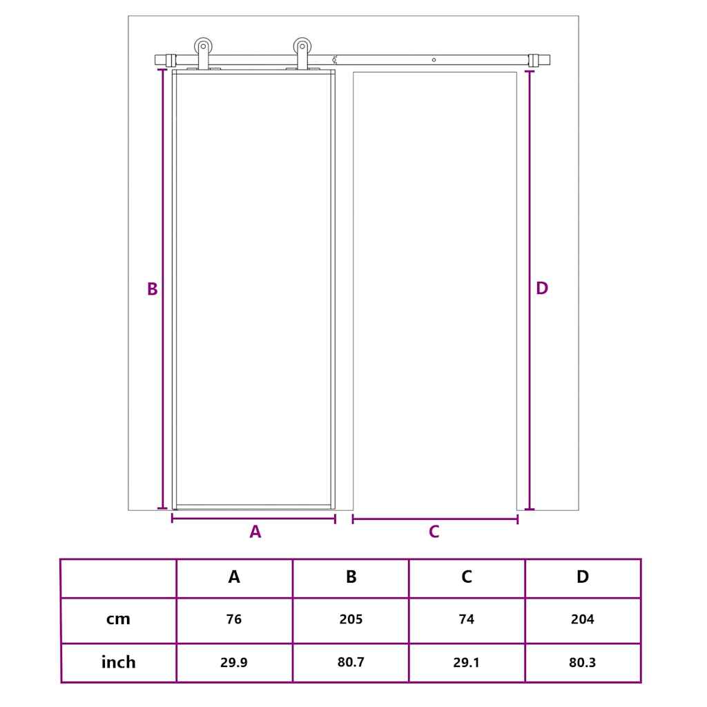 Klizna vrata zlatna 76x205 cm prozirno staklo ESG i aluminij