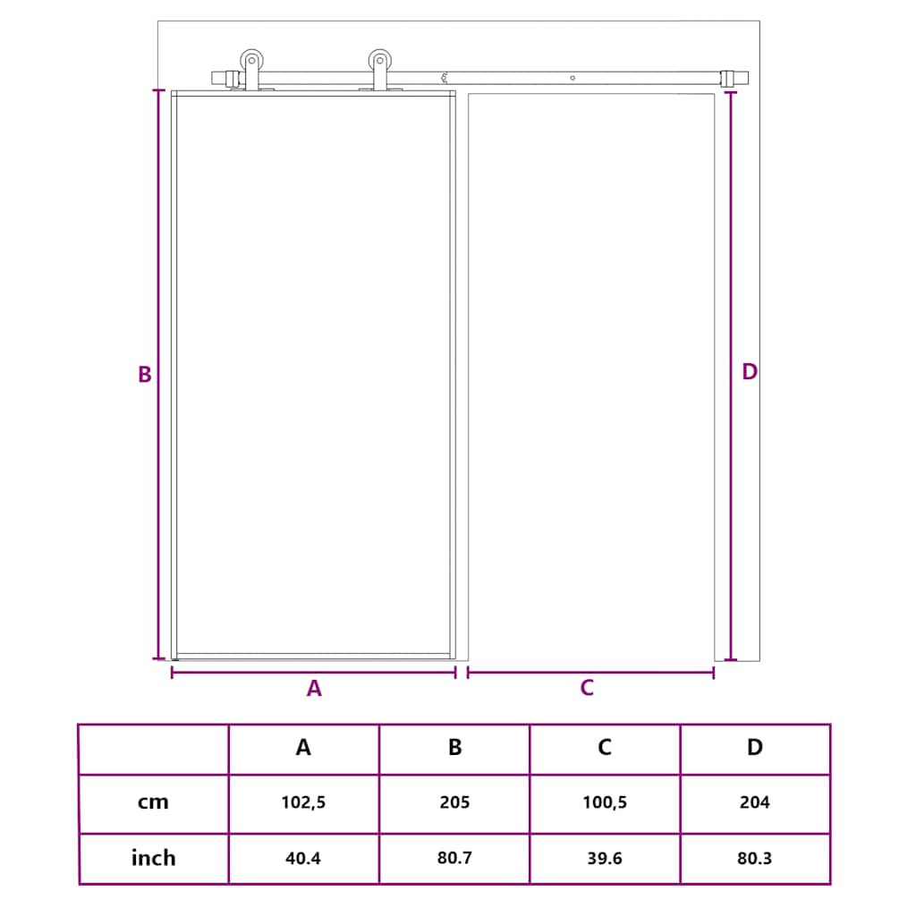 Klizna vrata zlatna 102,5x205 cm prozirno staklo ESG i aluminij