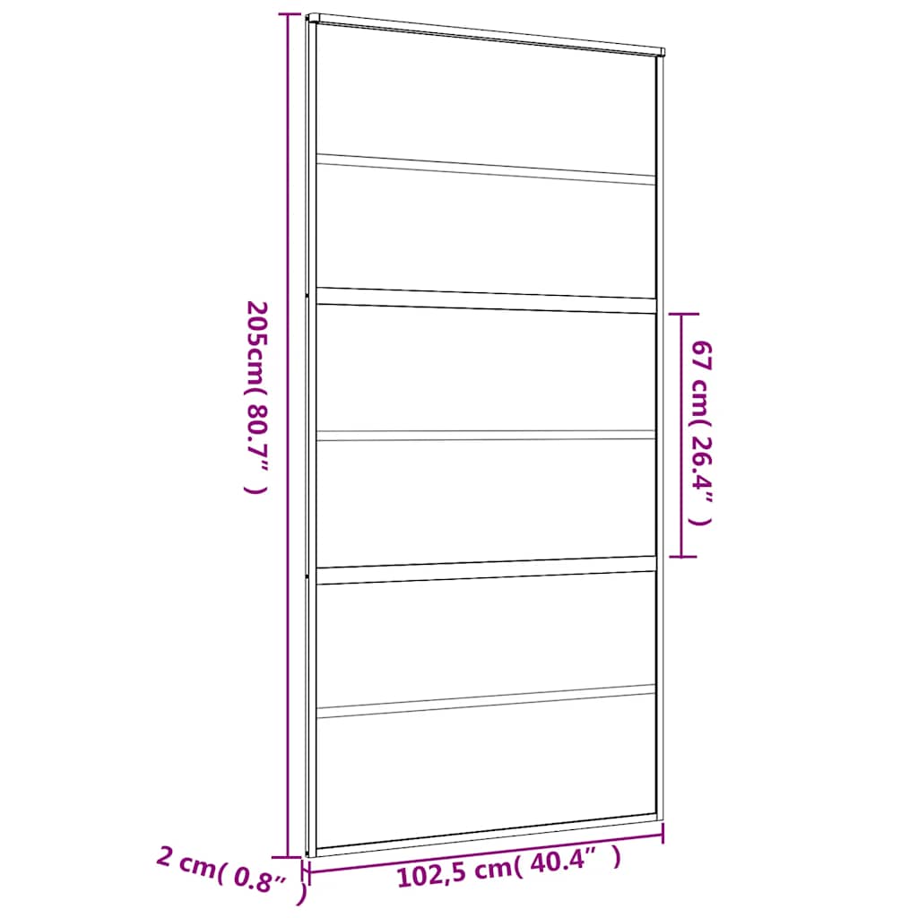 Klizna vrata zlatna 102,5x205 cm matirano staklo ESG i aluminij