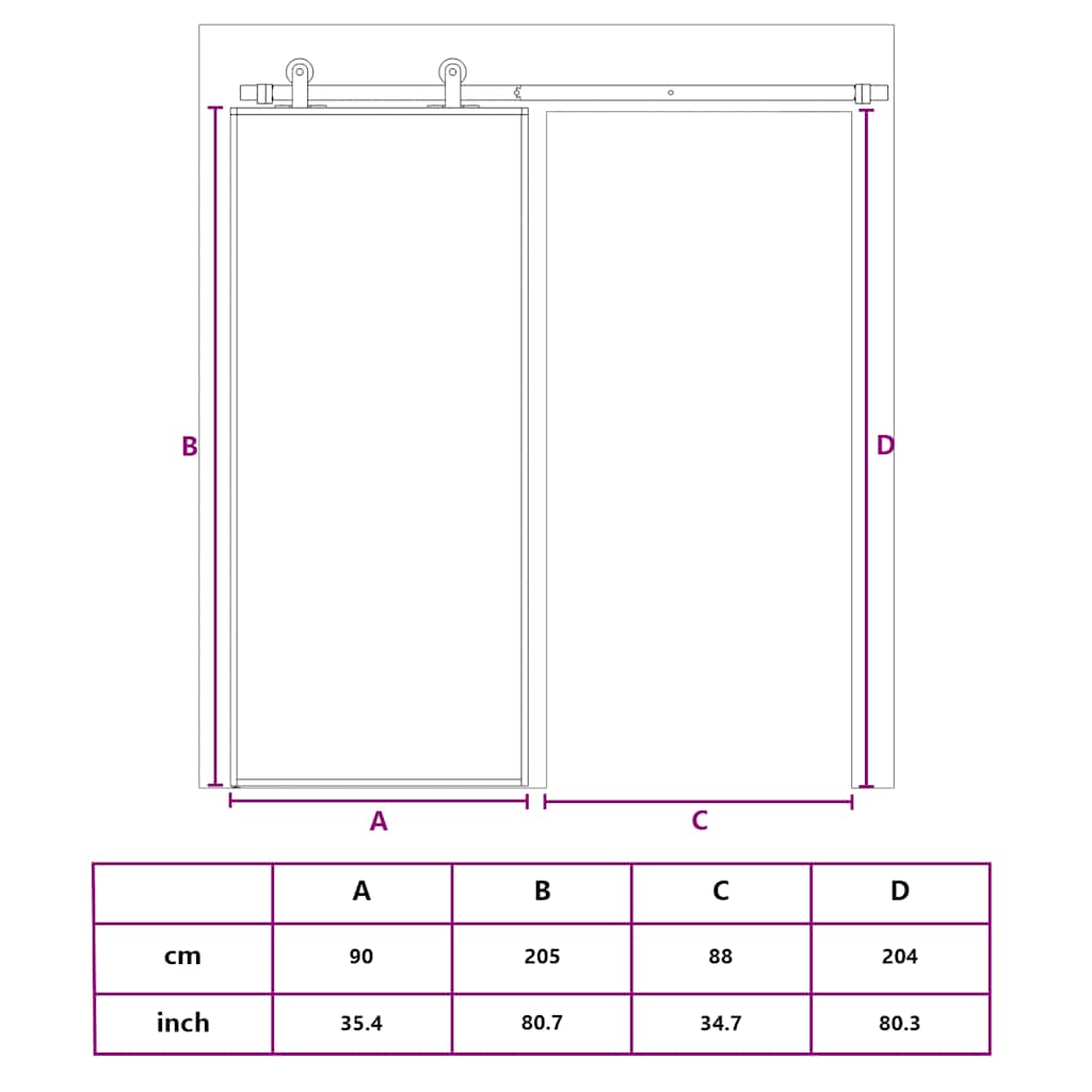 Klizna vrata zlatna 90 x 205 cm matirano staklo ESG i aluminij