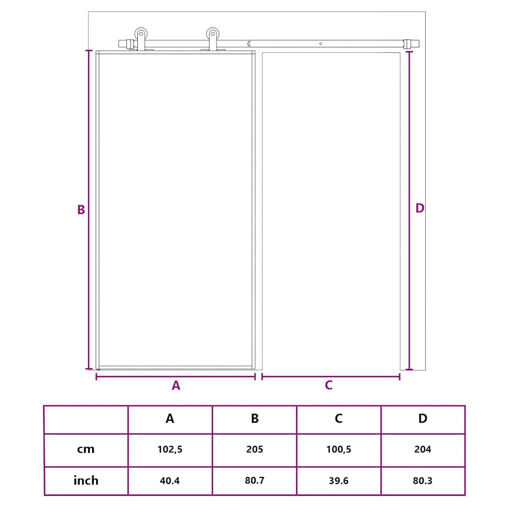Klizna vrata zlatna 102,5x205 cm matirano staklo ESG i aluminij