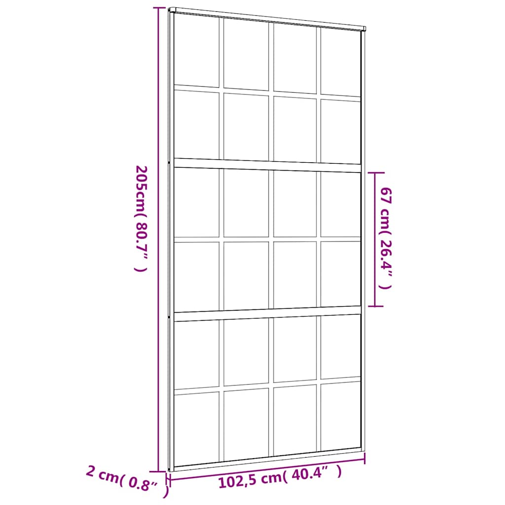 Klizna vrata zlatna 102,5x205 cm matirano staklo ESG i aluminij