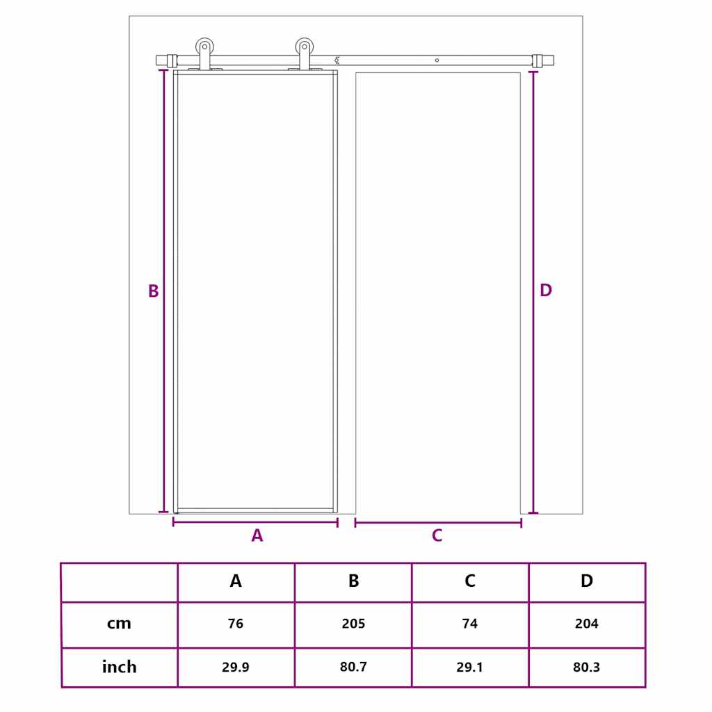Klizna vrata zlatna 76x205 cm matirano staklo ESG i aluminij