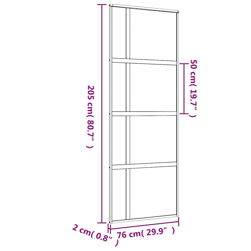 Klizna vrata zlatna 76x205 cm matirano staklo ESG i aluminij