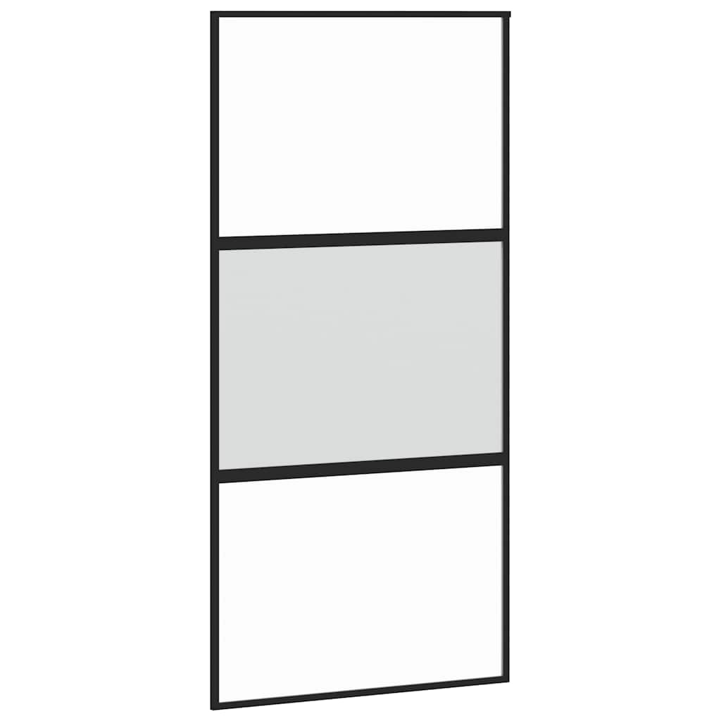 Klizna vrata crna 102,5x205 cm od kaljenog stakla i aluminija