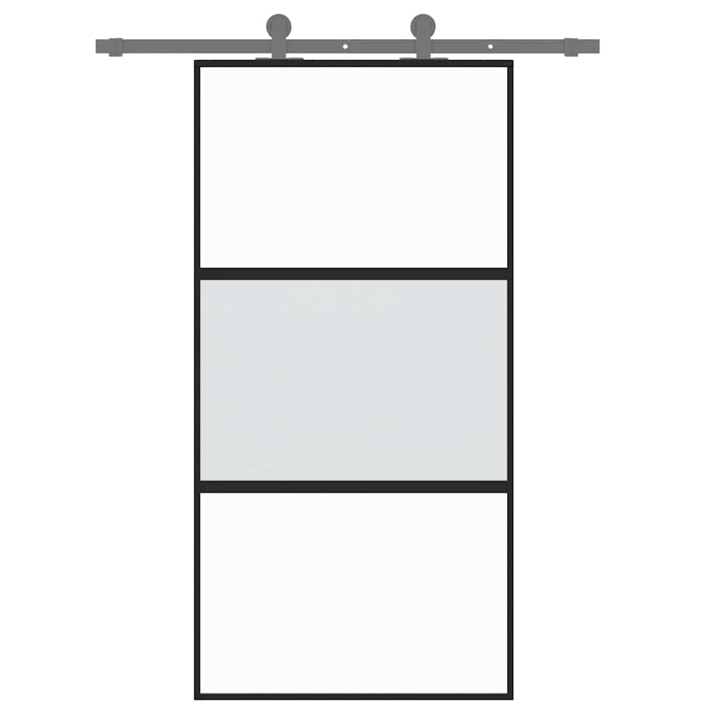 Klizna vrata crna 102,5x205 cm od kaljenog stakla i aluminija