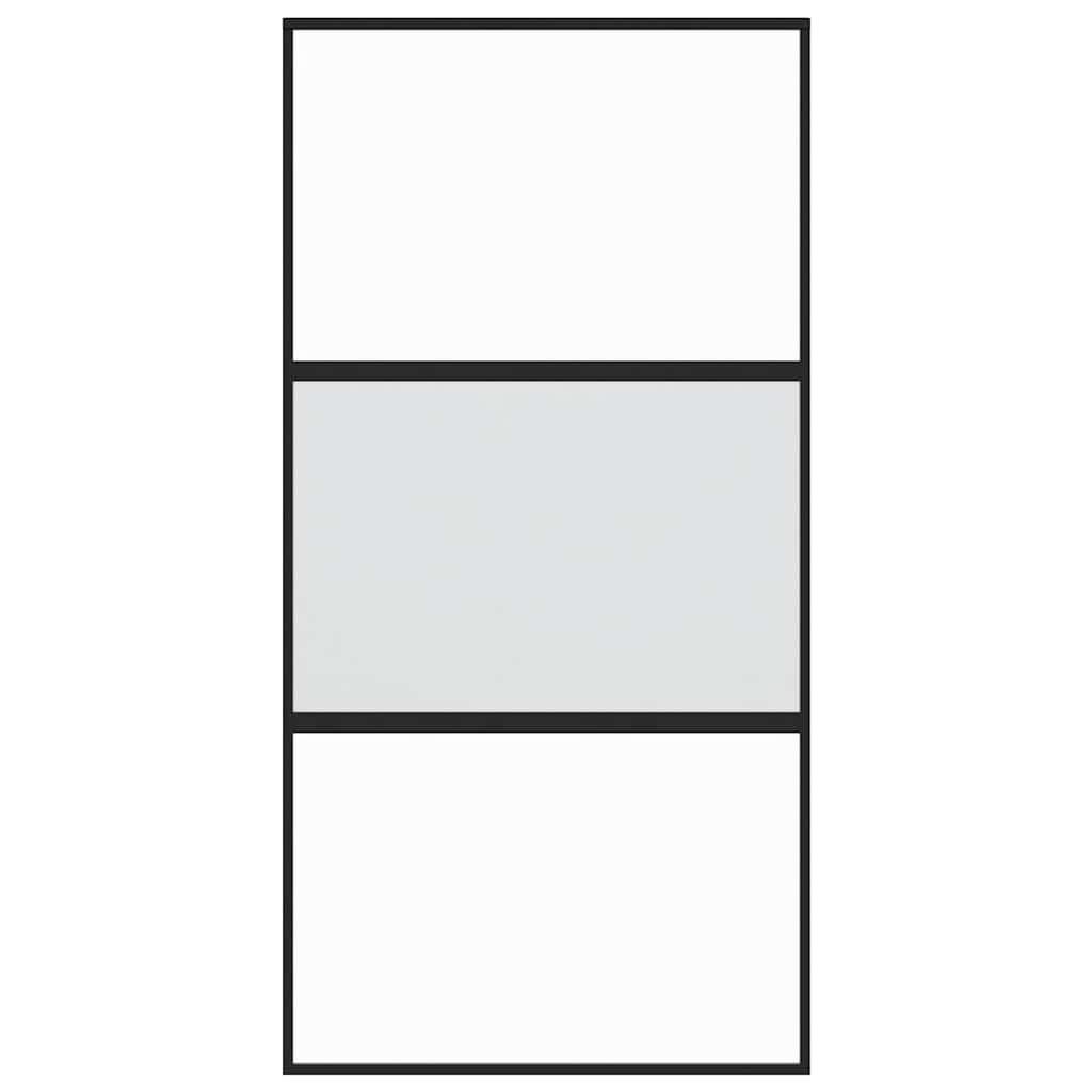 Klizna vrata crna 102,5x205 cm od kaljenog stakla i aluminija