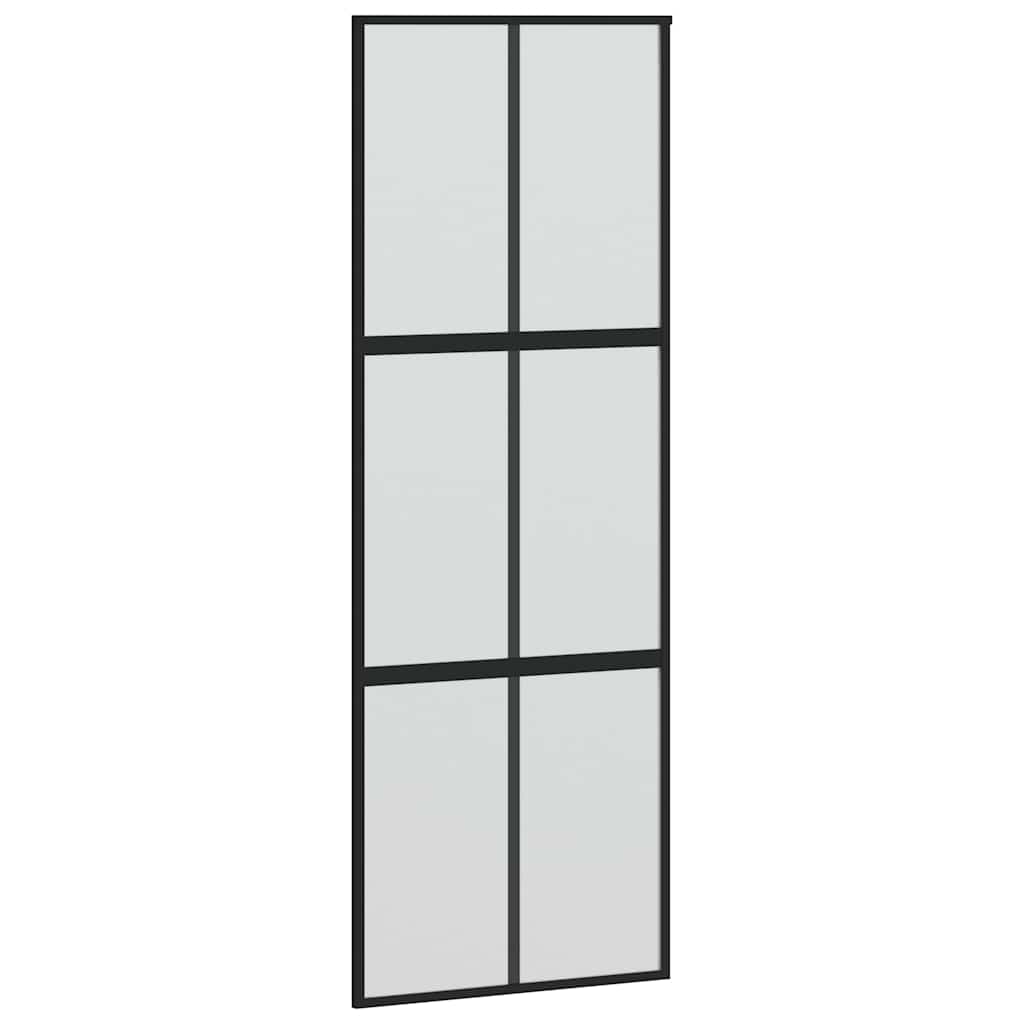 Klizna vrata crna 76x205 cm od kaljenog stakla i aluminija
