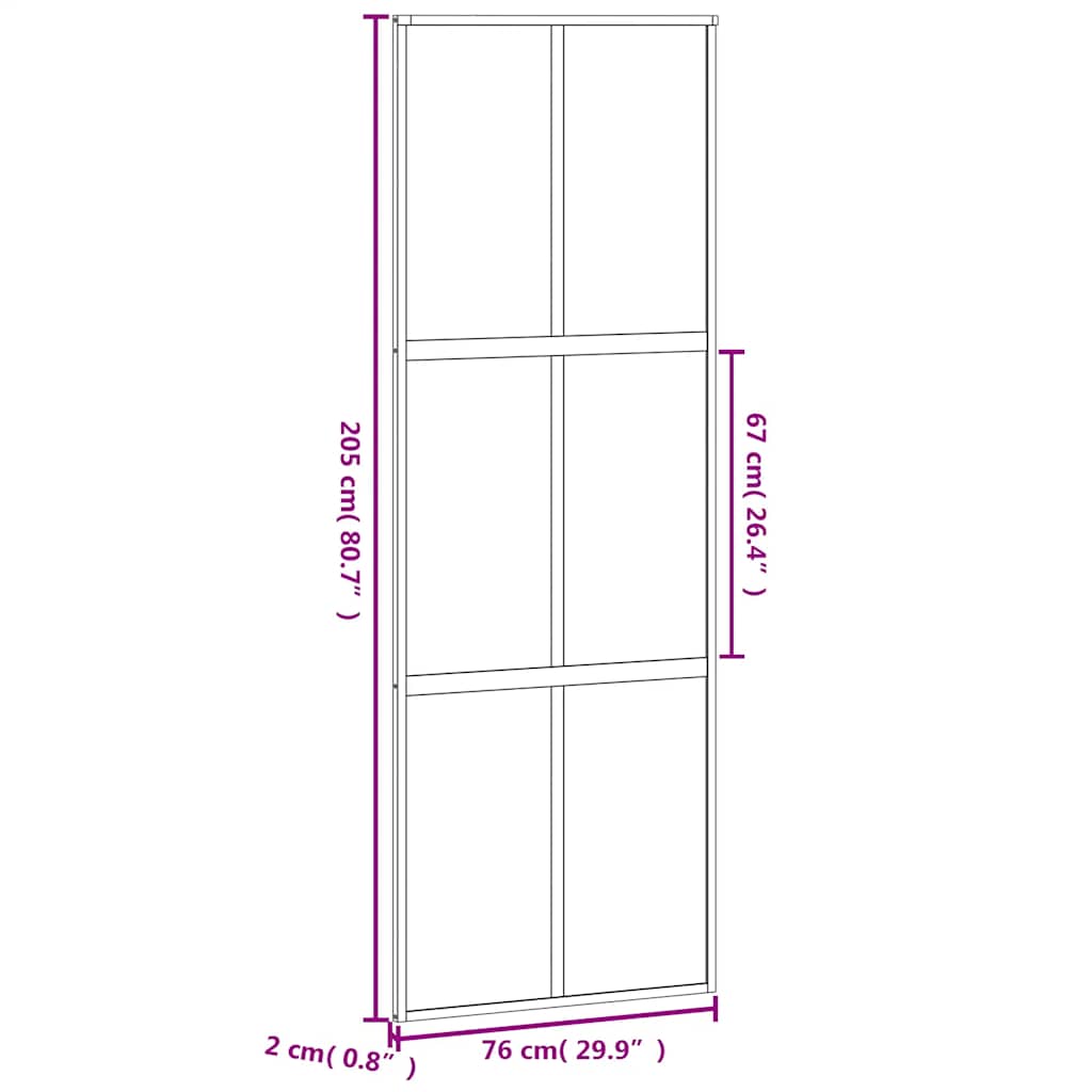 Klizna vrata crna 76x205 cm od kaljenog stakla i aluminija