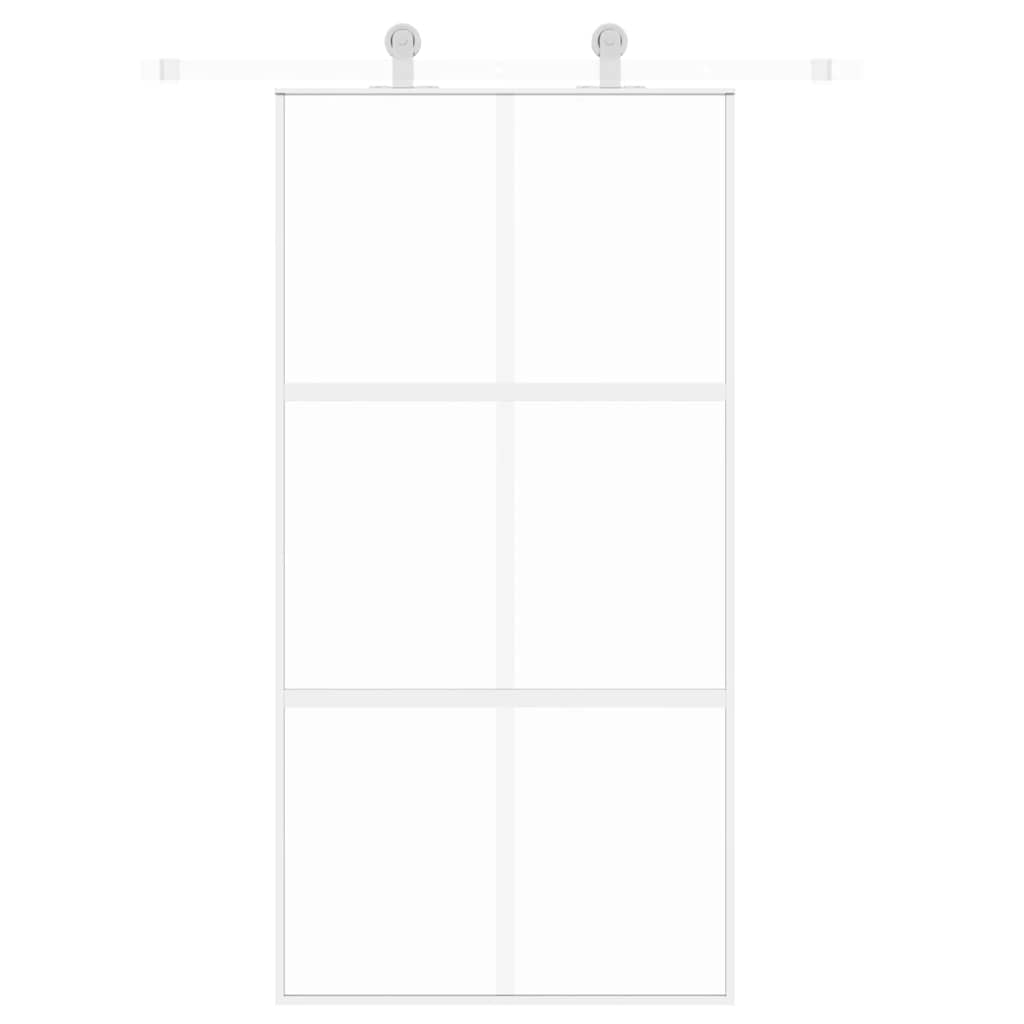 Klizna vrata bijela 102,5x205 cm od kaljenog stakla i aluminija