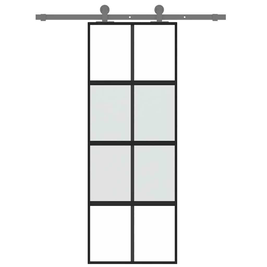Klizna vrata crna 76x205 cm od kaljenog stakla i aluminija