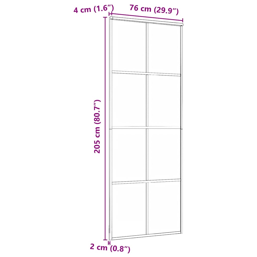 Klizna vrata crna 76x205 cm od kaljenog stakla i aluminija