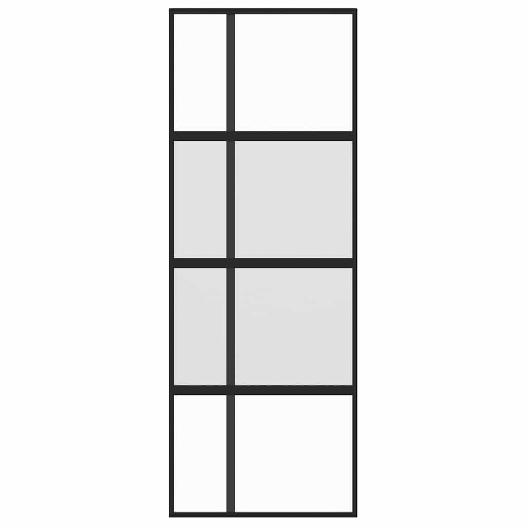 Klizna vrata crna 76x205 cm od kaljenog stakla i aluminija