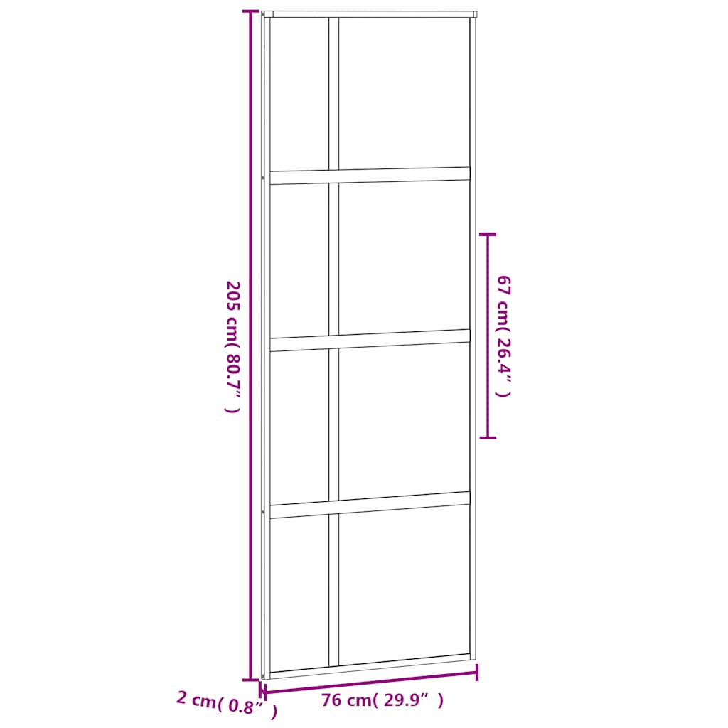Klizna vrata crna 76x205 cm od kaljenog stakla i aluminija