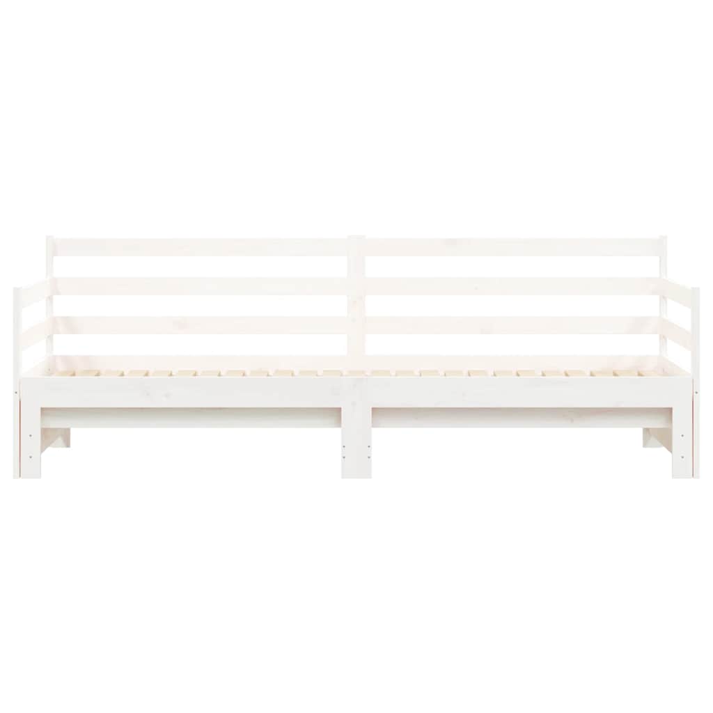 Dnevni krevet na razvlačenje bijeli 90x190 cm masivna borovina