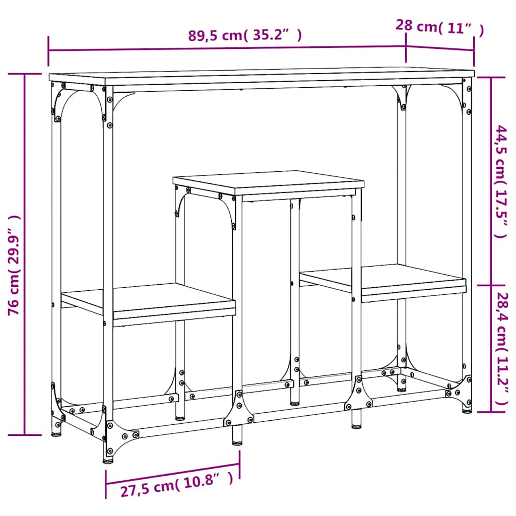 Konzolni stol crni 89,5 x 28 x 76 cm od konstruiranog drva