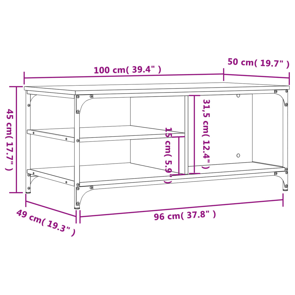 Stolić za kavu boja hrasta 100x50x45 cm konstruirano drvo