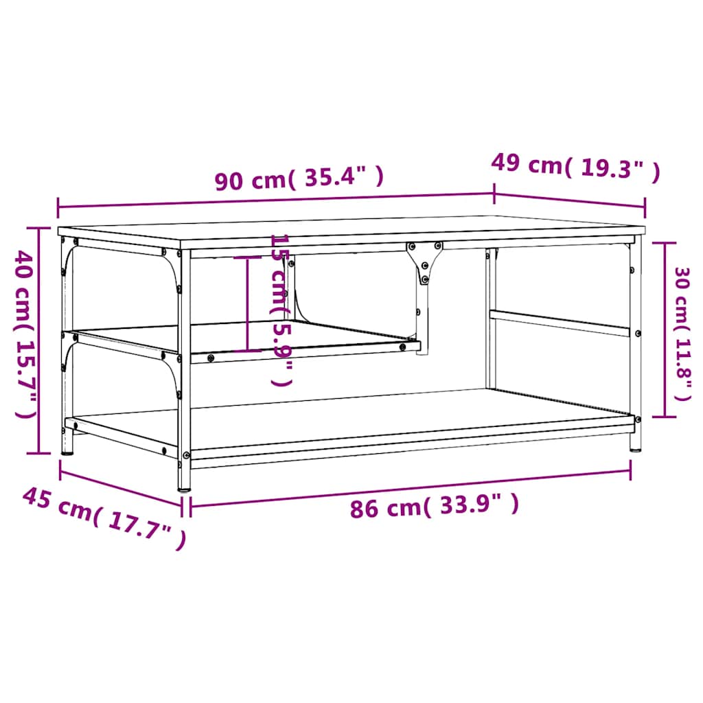 Stolić za kavu boja hrasta 90 x 49 x 40 cm konstruirano drvo