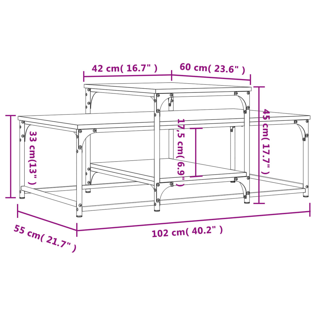 Stolić za kavu boja hrasta 102x60x45 cm konstruirano drvo