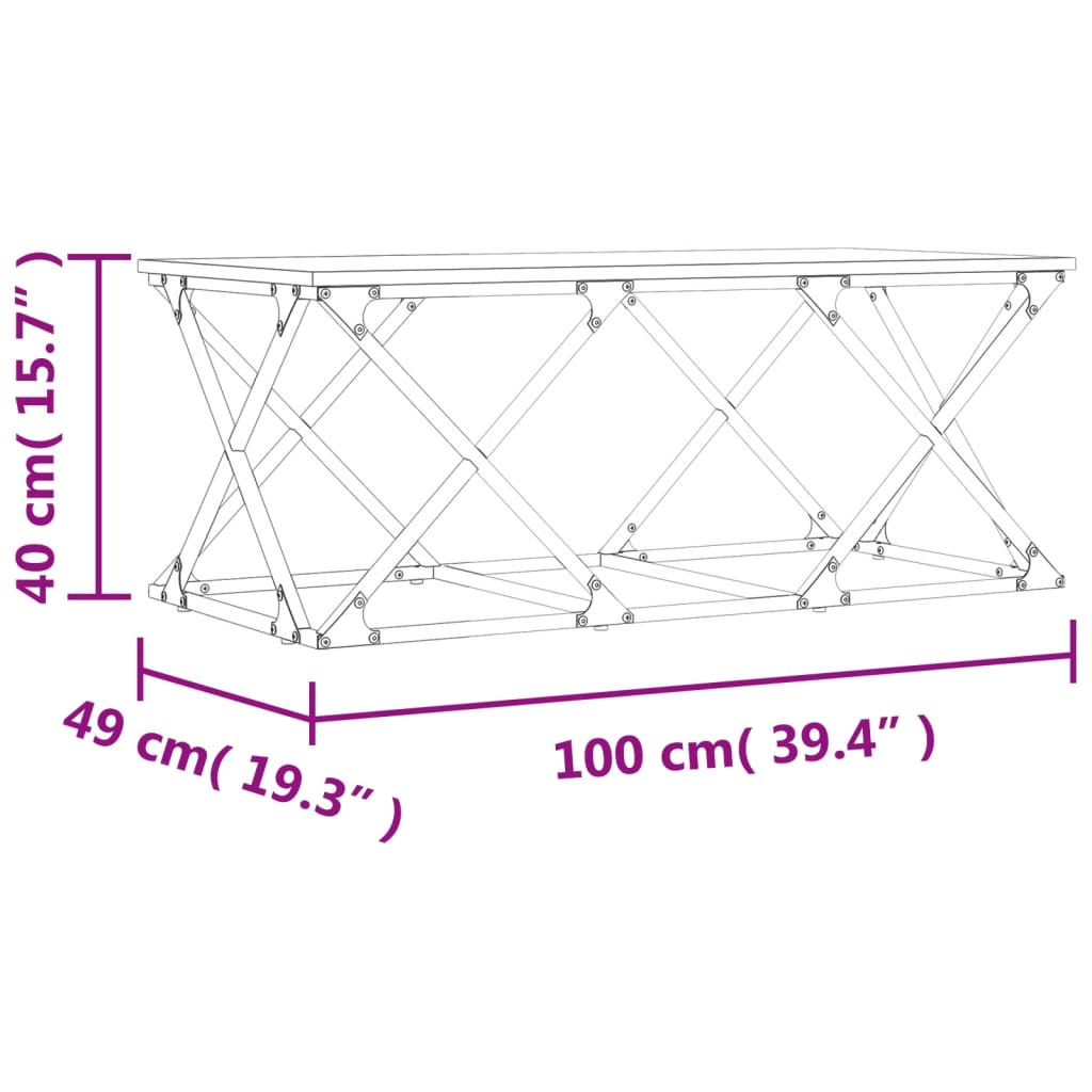 Stolić za kavu boja sivog hrasta 100x49x40 cm konstruirano drvo