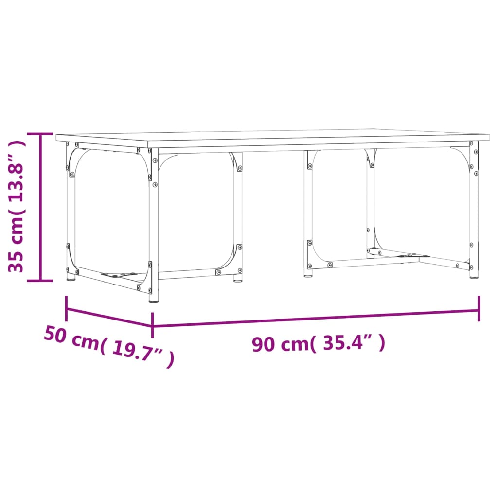 Stolić za kavu crni 90x50x35 cm od konstruiranog drva