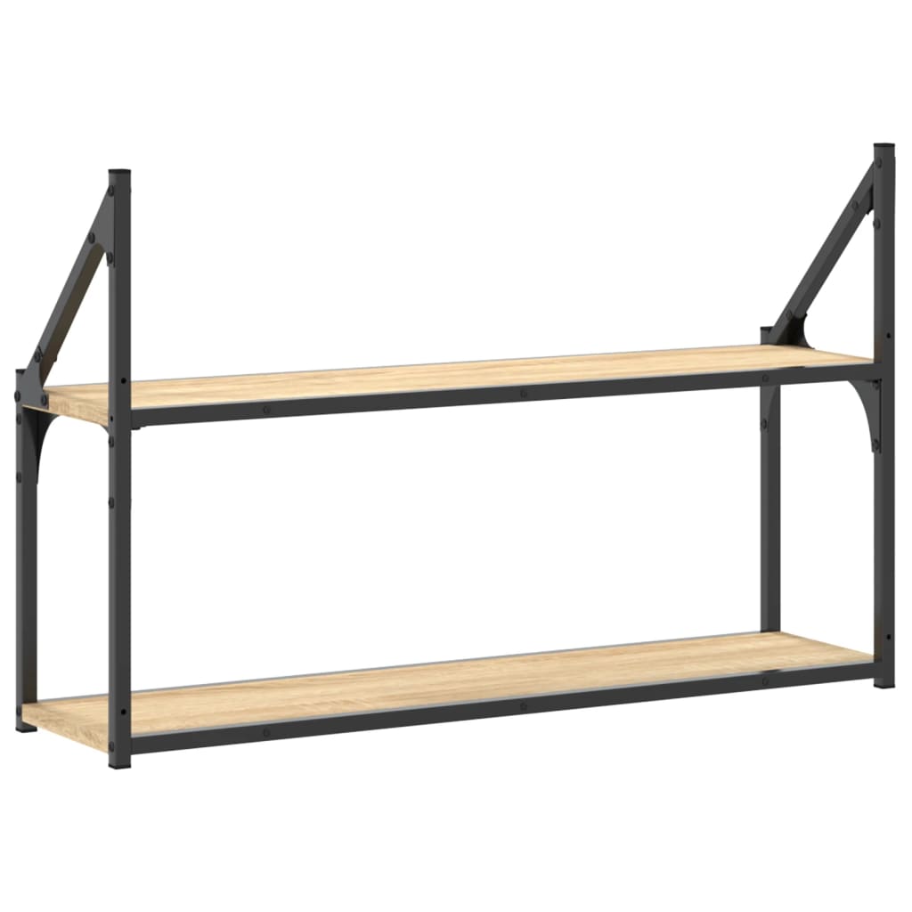 Zidne police 2 razine boja hrasta 80x21x51 cm konstruirano drvo