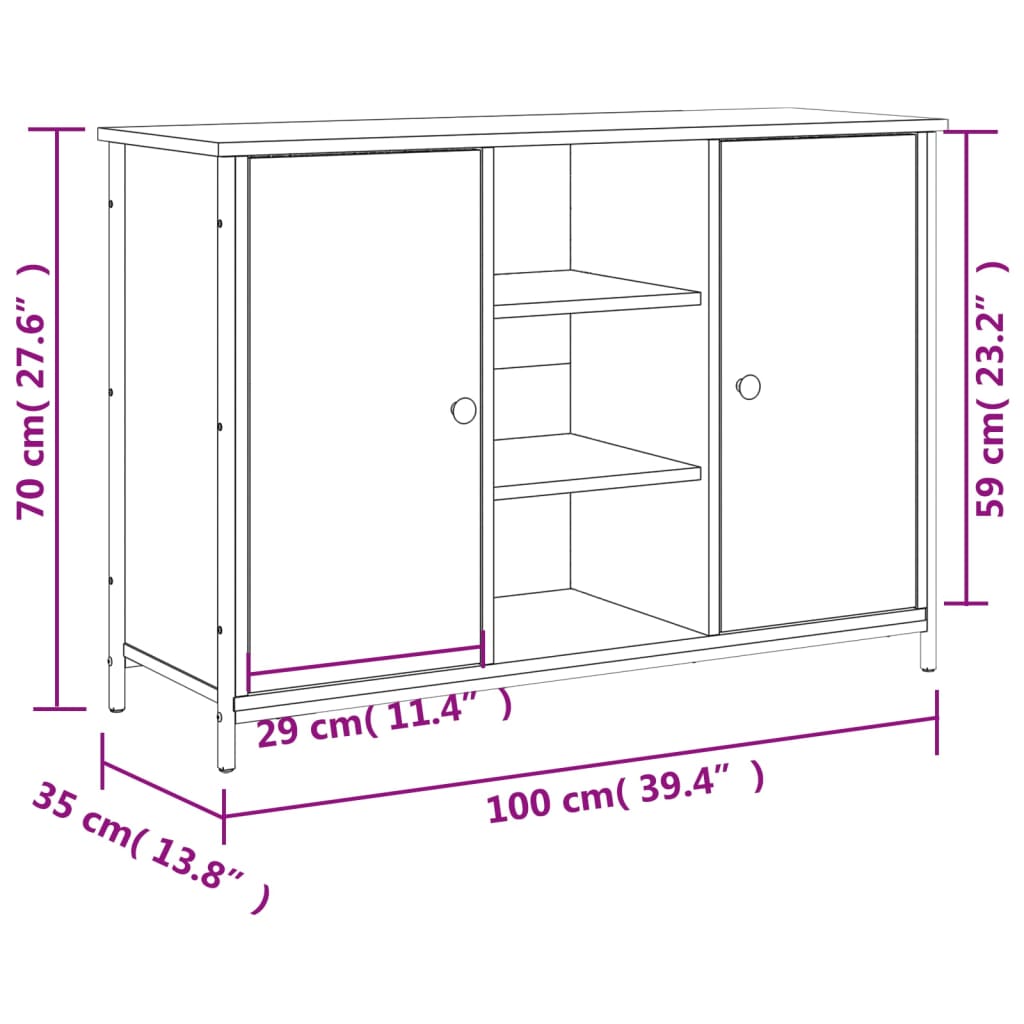 Komoda boja hrasta sonome 100 x 35 x 70 cm konstruirano drvo