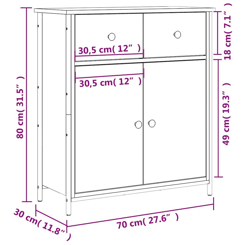 Komoda boja hrasta sonome 70 x 30 x 80 cm od konstruiranog drva