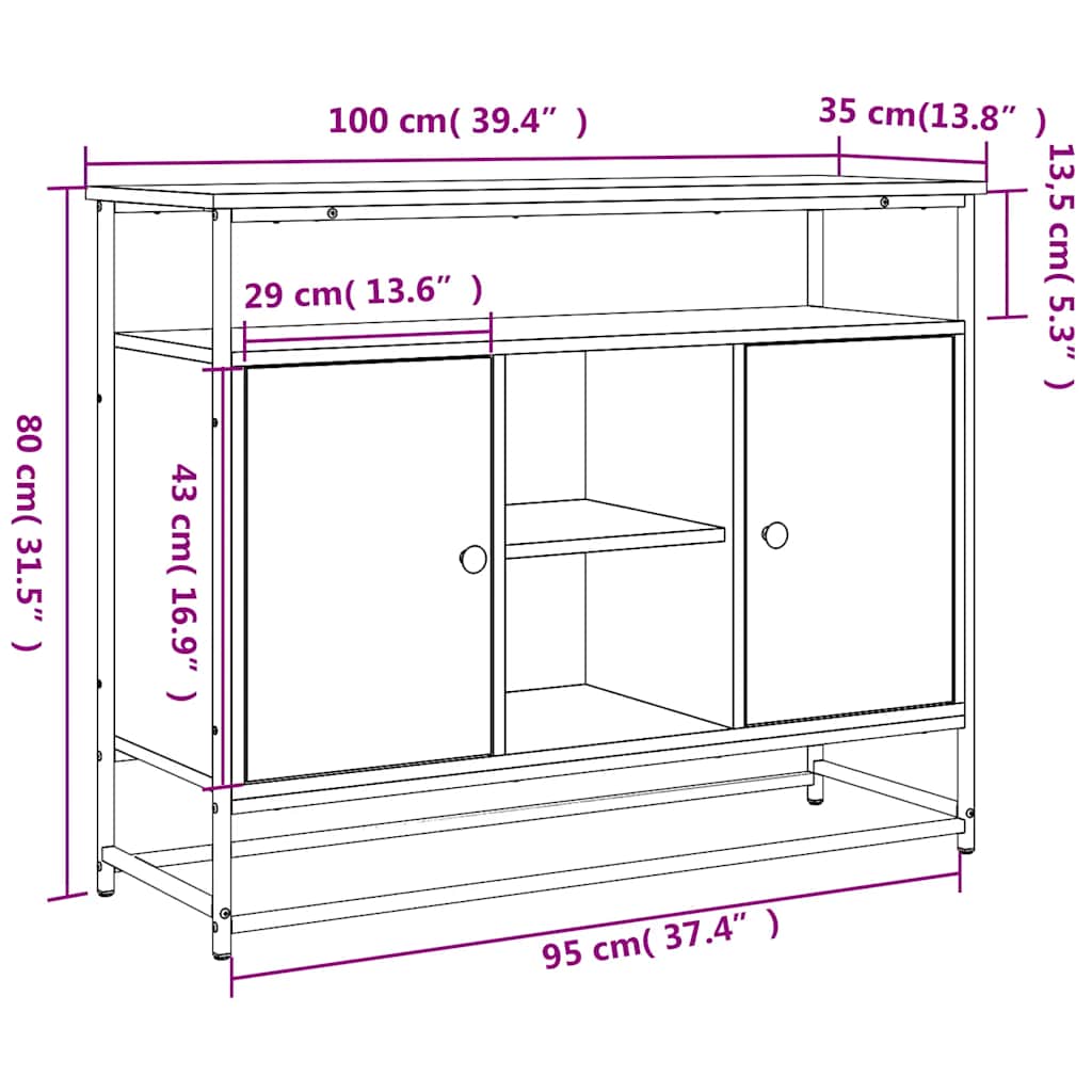 Komoda boja hrasta sonome 100 x 35 x 80 cm konstruirano drvo