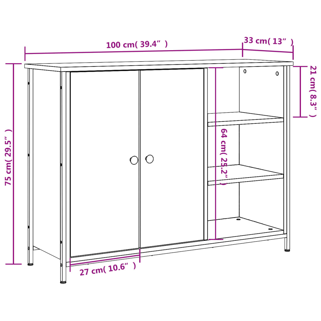 Komoda boja hrasta sonome 100x33x75 cm od konstruiranog drva