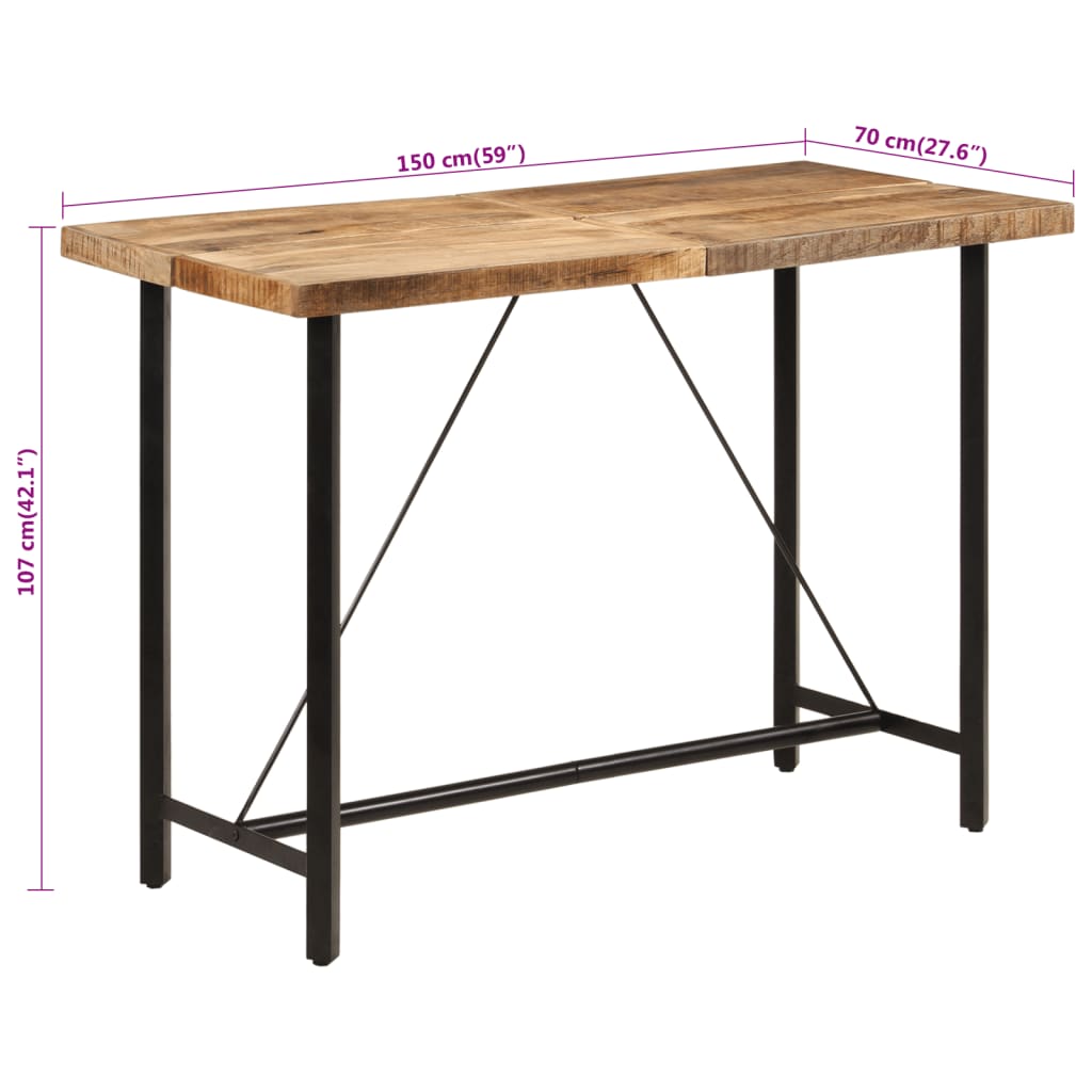 Barski stol 150 x 70 x 107 cm masivno drvo manga i željezo