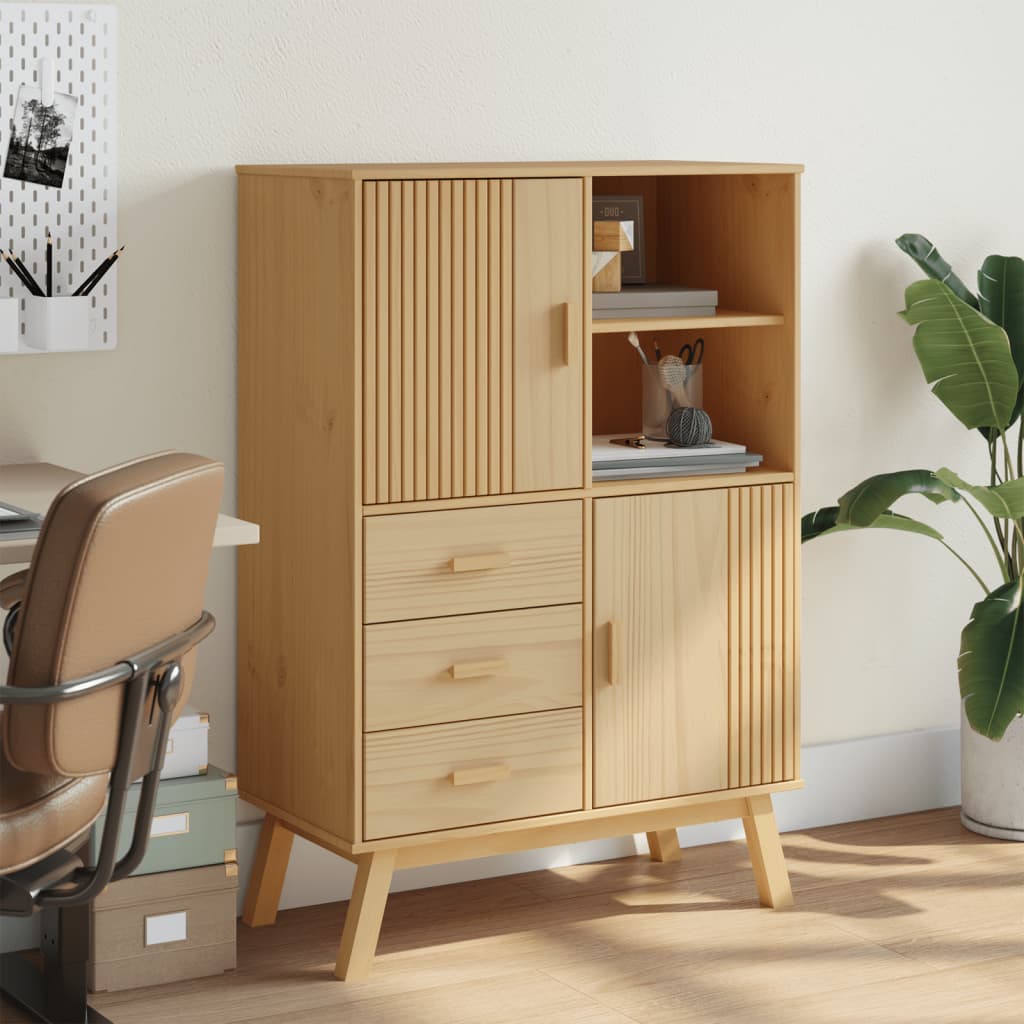 Visoka komoda OLDEN smeđa 85 x 43 x 125 cm od masivne borovine