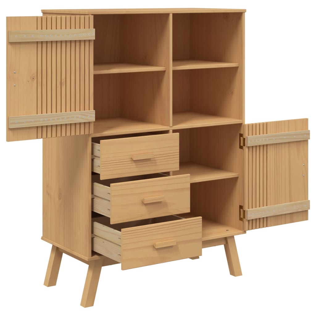 Visoka komoda OLDEN smeđa 85 x 43 x 125 cm od masivne borovine