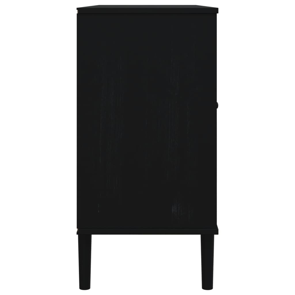 Komoda SENJA crna izgled ratana 112x40x80 cm masivna borovina
