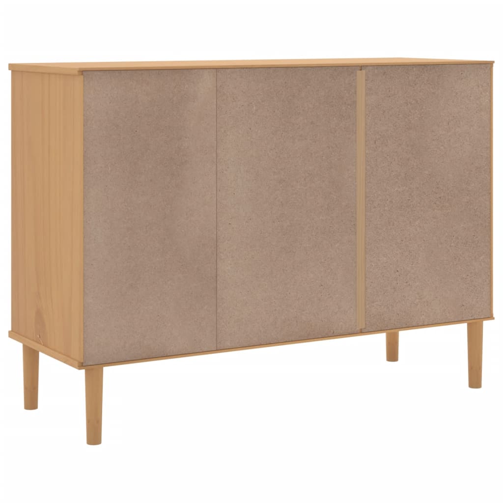 Komoda SENJA smeđa izgled ratana 112x40x80 cm masivna borovina