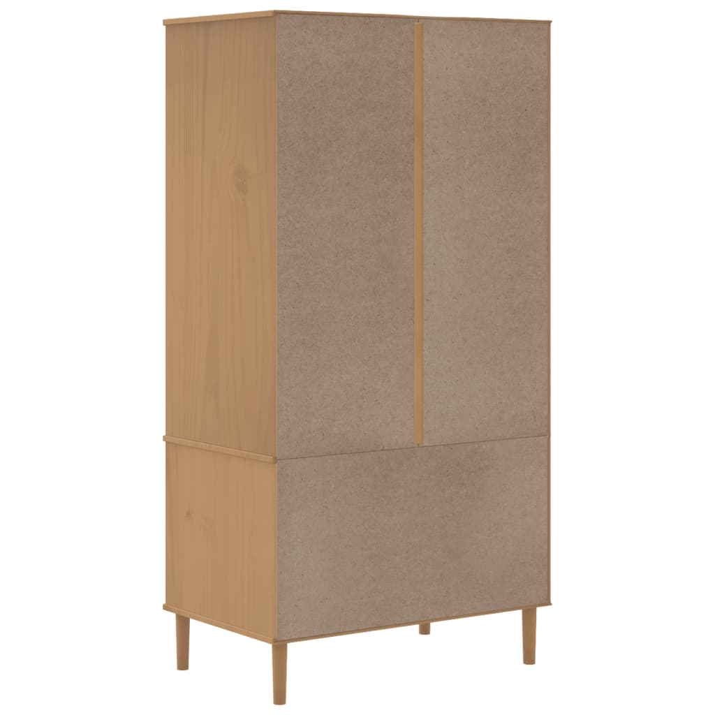 Komoda SENJA smeđa izgled ratana 90x55x175 cm masivna borovina