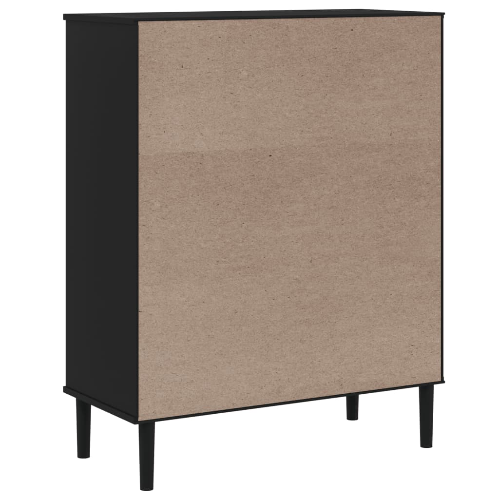 Visoka komoda SENJA crna izgled ratana 90x40x112 cm borovina