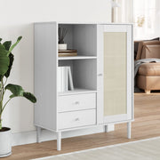 Visoka komoda SENJA bijela izgled ratana 90x40x112 cm borovina