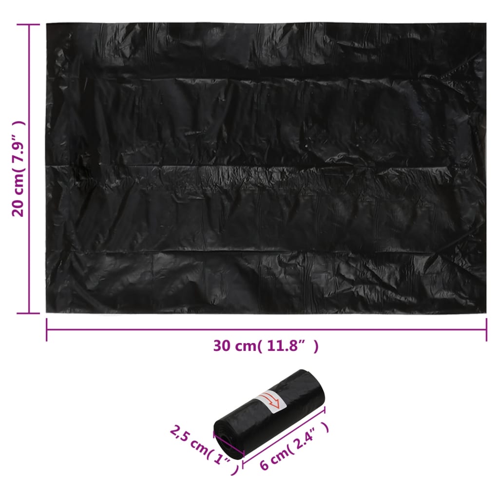 Vrećice za pseći izmet 750 kom crne 30 x 20 cm PE