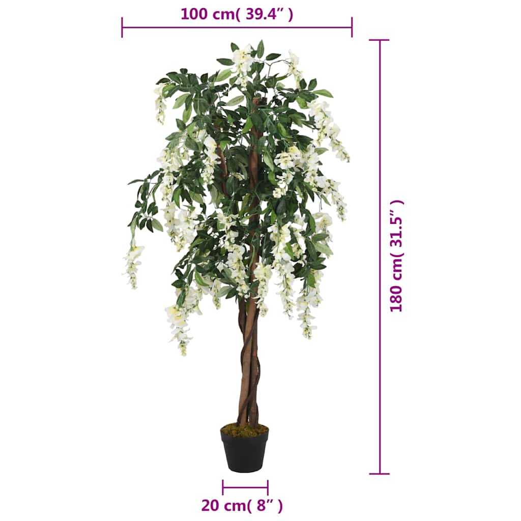 Umjetno stablo glicinije 1260 listova 180 cm zeleno-bijelo